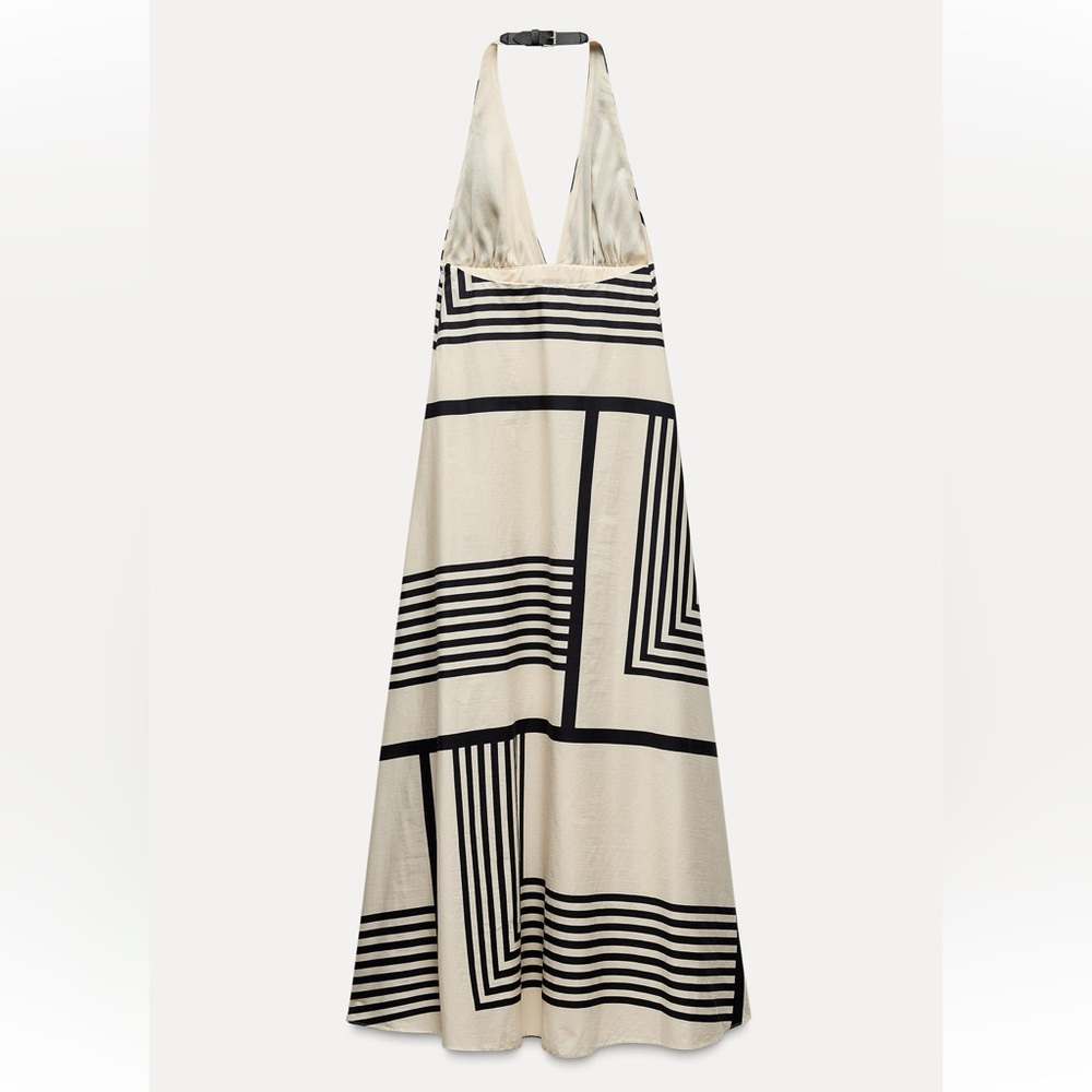 ZARA STRIPED POPLIN MIDI DRESS - Picture 10 of 13